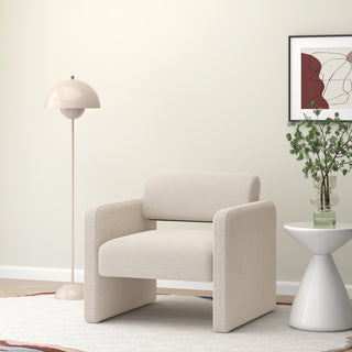 BEIGE single sofa chair, upholstered comfortable chair with armrests, for dining room/bedroom/living room/reception - BEIGE (30.9"*30.51"*30.11")