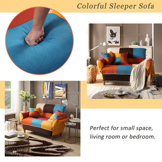 [VIDEO provided] U_STYLE Small Space Colorful Sleeper Sofa, Solid Wood Legs