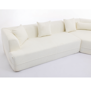 [VIDEO PROVIDED][ New And Upgraded Extended Edition]Modular sofa , modern minimalist style sofa,  upholstered ,  free combination, round fiber fabric, anti-wrinkle fabric,Dimension exten, creamy-white