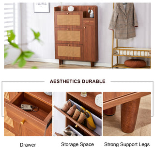 Modern minimalist storage cabinet, Japanese rattan shoe cabinet, bed top cabinet, small home furniture. Suitable for corridors and living rooms. GZ-DI-03