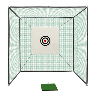 10X10X10FT Golf Practice Net Cage w/ Metal Frame Hitting Net Kit Indoor Outdoor