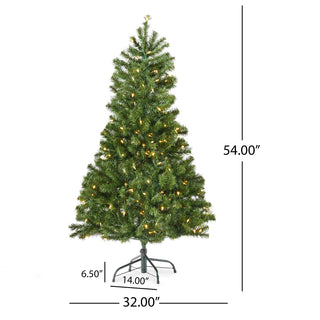 4.5ft. Hinged Tree with 200 Clear Lights-ul, Dia:32