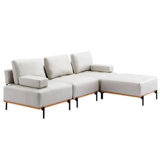 100.7'' L-Shape Sectional Sofa 3-Seater Couches with a Removable Ottoman, Comfortable Fabric for Living Room, Apartment, Beige