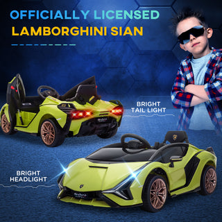 Aosom Lamborghini SIAN Licensed Kids Ride On Car, 12V Electric Sports Car with Remote Control, Horn, Music & Headlights for 3-5 Years Old - Green