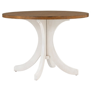 TOPMAX Mid-Century Modern Solid Wood Round Dining Table for Small Spaces, Walnut Finish