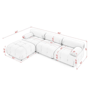 Modular Sectional Sofa, Button Tufted Designed and DIY Combination,L Shaped Couch with Reversible Ottoman, Pink Velvet