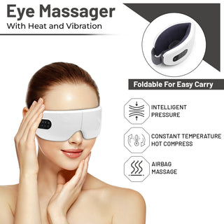 SQ Eye Massager with Heat and Vibration Compression – Rechargeable Bluetooth Music