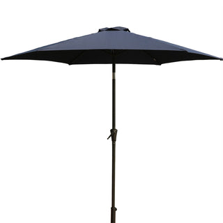 8.8ft Outdoor Aluminum Patio Umbrella, Market Umbrella with 42lb Resin Base, Push Button Tilt & Crank Lift, Navy Blue