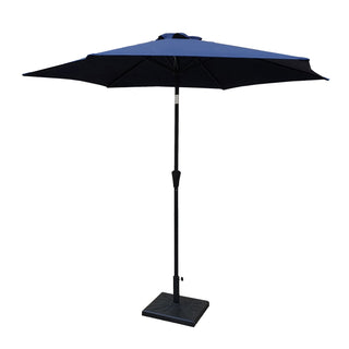 8.8ft Outdoor Aluminum Patio Umbrella, Market Umbrella with 42lb Resin Base, Push Button Tilt & Crank Lift, Navy Blue