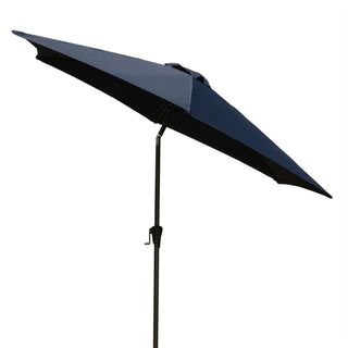 8.8 feet Outdoor Aluminum Patio Umbrella, Patio Umbrella, Market Umbrella with 33 pounds Round Resin Umbrella Base, Push Button Tilt and Crank lift, Navy Blue