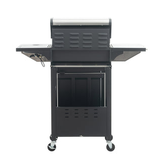 Propane Grill 3 Burner Barbecue Grill Stainless Steel Gas Grill with Side Burner, 37,000 BTU Outdoor Cooking, Patio, Garden Barbecue Grill, Black and Silver