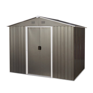 8ftx6ft Outdoor Metal Storage Shed with Metal foundation, Gray (Sku: W540S00012)