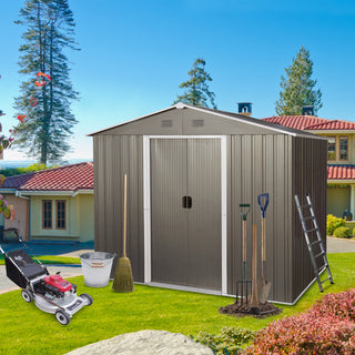 8ftx6ft Outdoor Metal Storage Shed with Metal foundation, Gray (Sku: W540S00012)