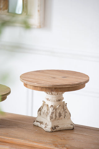 D10.5" x 7.5" Cake Stand, Wood Cake Plate with Magnesium Base