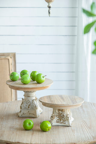 D10.5" x 7.5" Cake Stand, Wood Cake Plate with Magnesium Base