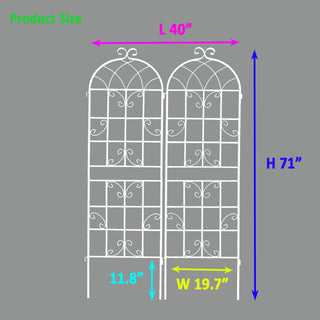 2 Pack Metal Garden Trellis 71inx19.7in Rustproof Trellis for Climbing Plants Outdoor Flower Support Cream White