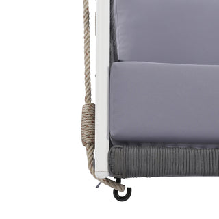 TREXM 1-Piece Woven Rope Outdoor Swing Sofa with Soft Cushions Seating 2 for Patio, Courtyard and Balcony (Light Grey)