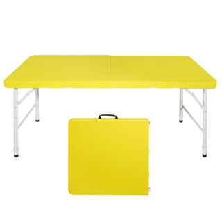 4ft Yellow Portable Folding Table Indoor&Outdoor Maximum Weight 135kg Foldable Table for Camping