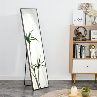 3rd generation gray solid wood frame full length mirror, dressing mirror, bedroom porch, decorative mirror, clothing store, floor mounted large mirror, wall mounted. 58 "* 15"