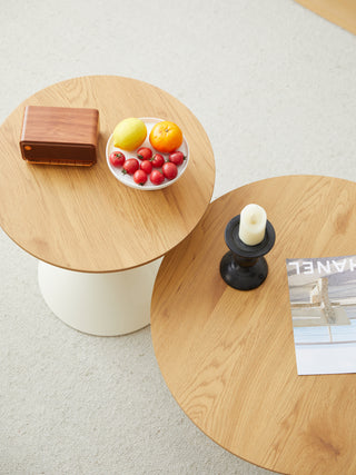 ROUND COFFEE TABLE WHITE+WOOD