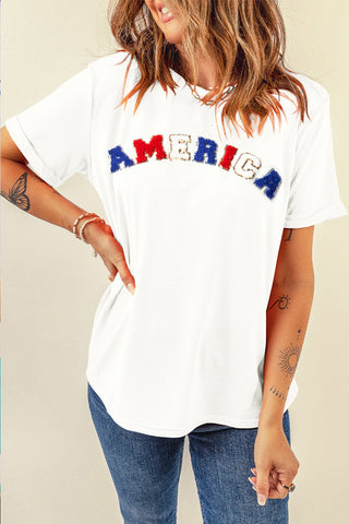 America Round Neck Short Sleeve T-Shirt for Women