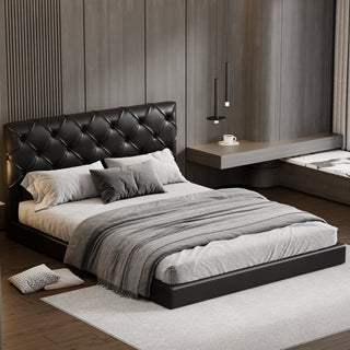 Queen Size Tufted Upholstered Platform Bed, Black