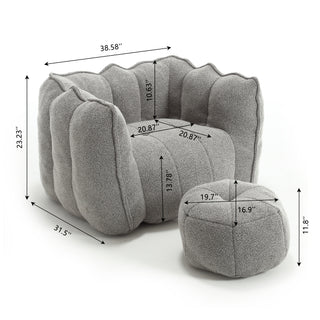 Soft Bean Bag Chair with High Resilient Foam(Chips)for living room and bedroom,Comfortable Square Lazy Sofa with Footstool, Cover for Adults to Gaming, Reading, and Watching TV