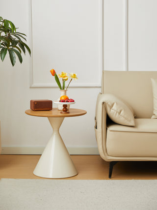 ROUND COFFEE TABLE WHITE+WOOD