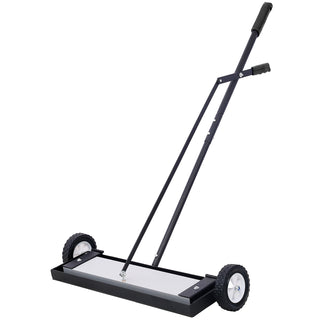 24in Rolling Magnetic Sweeper, Heavy Duty Push-Type with Release, 100 lb Capacity