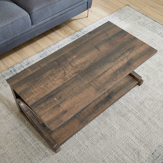 Unique Solid Wood Coffee Table – 48" Modern Center Table with Storage, Special Shape Design for Living Room, Kitchen, and Apartment Dining