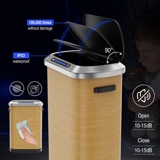 50L Smart Automatic Trash Can - Full Intelligent Sensor with Wood Finish