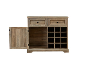 Farmhouse Buffet Cabinet with Storage Sideboard - 2 Drawers, Wine Bar with Removable Wine Racks & Storage Shelves, Gray Wash (39.37" x 15.75" x 34")