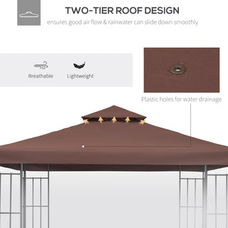 Outsunny 9.8' x 9.8' Gazebo Replacement Canopy, 2-Tier Top UV Cover for 9.84' x 9.84' Outdoor Gazebo Models 01-0153 & 100100-076, Coffee (TOP ONLY)