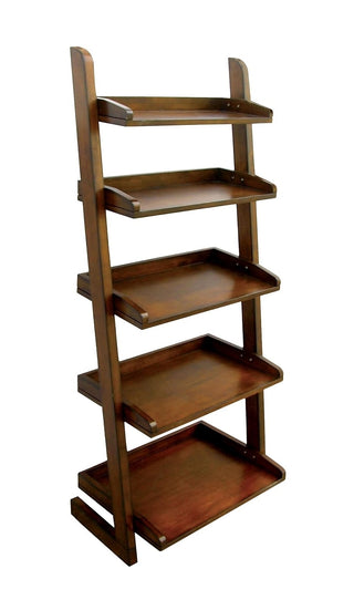 Antique Oak 1pc Ladder Shelf 5-Tier Shelf for Books Modern Style Living Room Display Shelf / Book Shelf