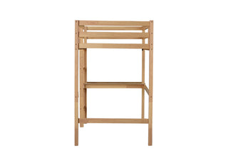 
Twin High Loft Bed, Rubber Wood with Safety Guardrail, Built-in Desk and Ladder, White Oak
