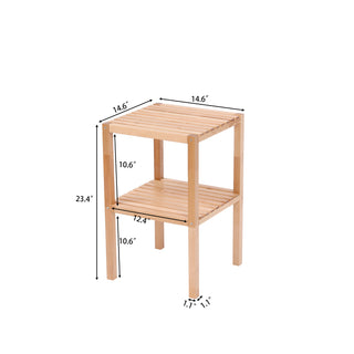 2-Tier Birch Bathroom Shelf, Narrow Multifunctional Storage Rack, Corner Shelving Unit for Kitchen, Living Room, Bedroom, Entryway, Bathroom - Natural