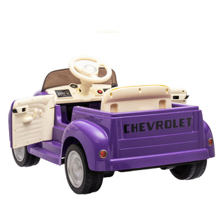 12V Kids Ride On truck car w/parents control, Licensed Chevrolet 3100 pickup,electric car for kid,Vintage modeling,3 speeds,LED Lights,Bluetooth,USB,High-power up to 3.11 MPH,age 3+