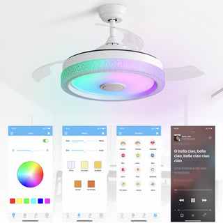 42in. Modern Invisible Ceiling Fan, 3 ABS Blades, Reversible DC Motor, 36W Led, Remote & App Control, etl Certified