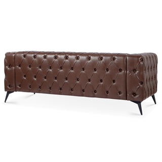 84.06" Traditional 3-Seater Sofa, Square Arm Design with Removable Cushions, Comfortable Living Room Furniture