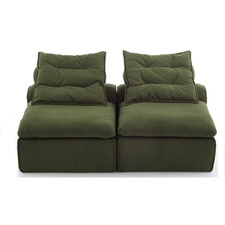 [NEW ARRIVED] [VIDEO PROVIDED]Modular Sofa,No Armrests,At will DIY,Soft Corduroy Fabric,Neck Pillow-Back Lounge Sofa Chair,Reading Nook, or Apartment Living, Lumbar Pillow,2 Seats,Upholstered,Green