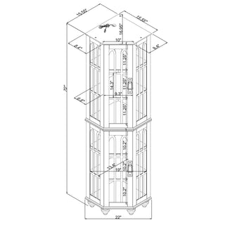 Corner Curio Cabinet with 4 Adjustable Glass Shelves & Lighting, Solid Wood Legs, Acrylic Mirrored Back Panel