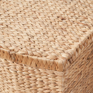 Rectangular Curve Water Hyacinth Woven Wicker Trunk with Handles - 26" x 19" x 14" - Natural Brown - For Clothes, Toys, Magazines and Book Storage