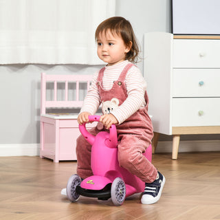 3-in-1 Ride On Push Car, Kids Scooter, Sliding Walker, Push Rider, with Adjustable Handlebar, 3 Balanced Wheels, Removable Storage Seat, for Boys and Girls Aged 2-6 Years Olds, Pink