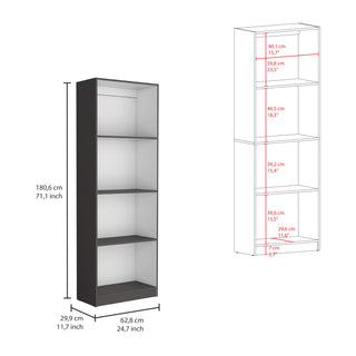 Home Bookcase with 4-Shelf Modern Display Unit for Books and Decor -Matt Gray / White -Office