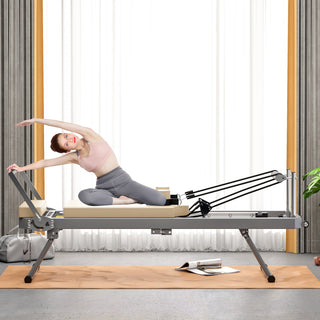 Pilates core bed, foldable home high quality, yoga studio with the same commercial fitness equipment, beige