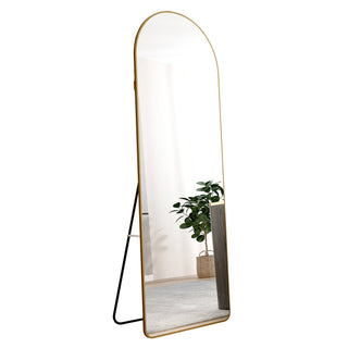 The 3rd generation aluminum alloy metal frame arched floor mounted wall mirror, upgraded in quality, bathroom makeup mirror, bedroom entrance, clothing store, gold 65 "* 23 "W1151121956