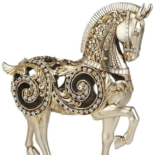 11.5" Tall Polyresin Decorative Horse Statue, Silver finish