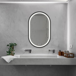 20X32inch Bathroom Led Classy Vanity Mirror with focused backplane,Black aluminum alloy frame,High Lumen,Dimmable Touch,Wall Switch Control, Anti-Fog ,CRI 95 Adjustable 3000K-4500K-6000K ,IP54 Waterp