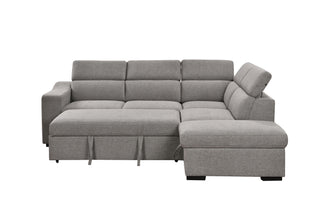 105"L-Shape Sectional Sofa with Pull-Out Bed and Ottoman Storage Space, Convertible Sleeper Couch, Arm with 1 Cup Holders and Wirelessly Charged, for Living Room, Apartment, Light Gray