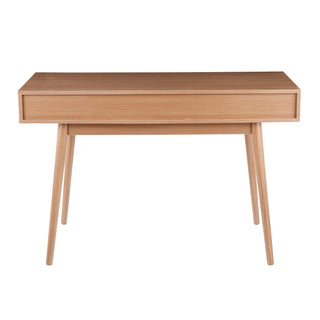 Pebble Contemporary Double Desk in Natural Wood with White Wood Drawers by LumiSource